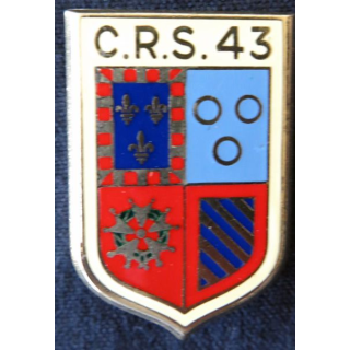 CRS 43 : insigne de la compagnie républicaine de sécurité n° 43 de Chalon-sur-Saône, fabrication Drago Paris