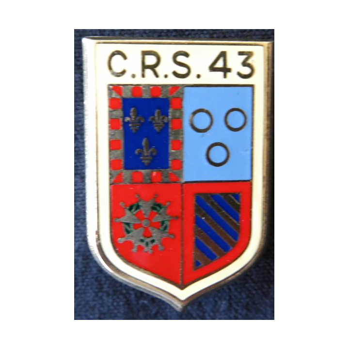 CRS 43 : insigne de la compagnie républicaine de sécurité n° 43 de Chalon-sur-Saône, fabrication Drago Paris