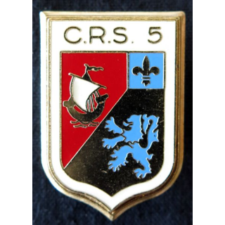 CRS 5 : insigne de la compagnie républicaine de sécurité n° 5 de de Massy, fabrication Delsart