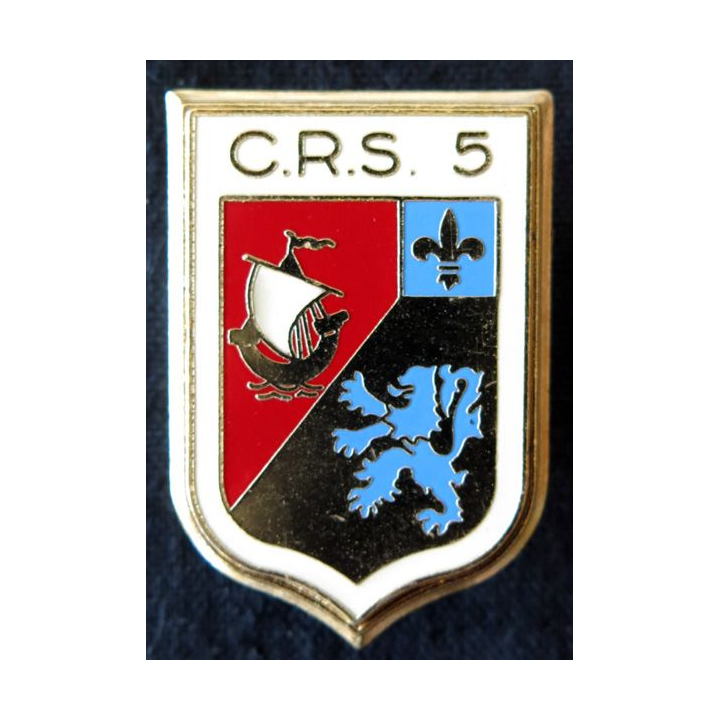CRS 5 : insigne de la compagnie républicaine de sécurité n° 5 de de Massy, fabrication Delsart