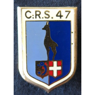 CRS 47 : insigne de la compagnie républicaine de sécurité n° 47 de Grenoble, fabrication Drago Paris