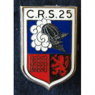 CRS 25 : insigne de la compagnie républicaine de sécurité n° 25 de Pau, fabrication Drago Paris