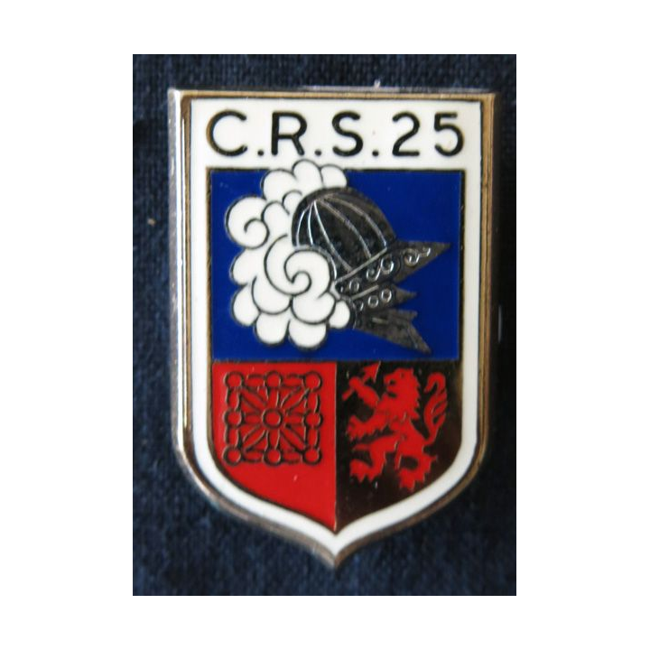 CRS 25 : insigne de la compagnie républicaine de sécurité n° 25 de Pau, fabrication Drago Paris