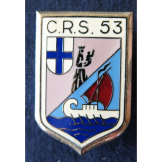 CRS 53 : insigne de la compagnie républicaine de sécurité n° 53 de Marseille, fabrication Delsart Sens
