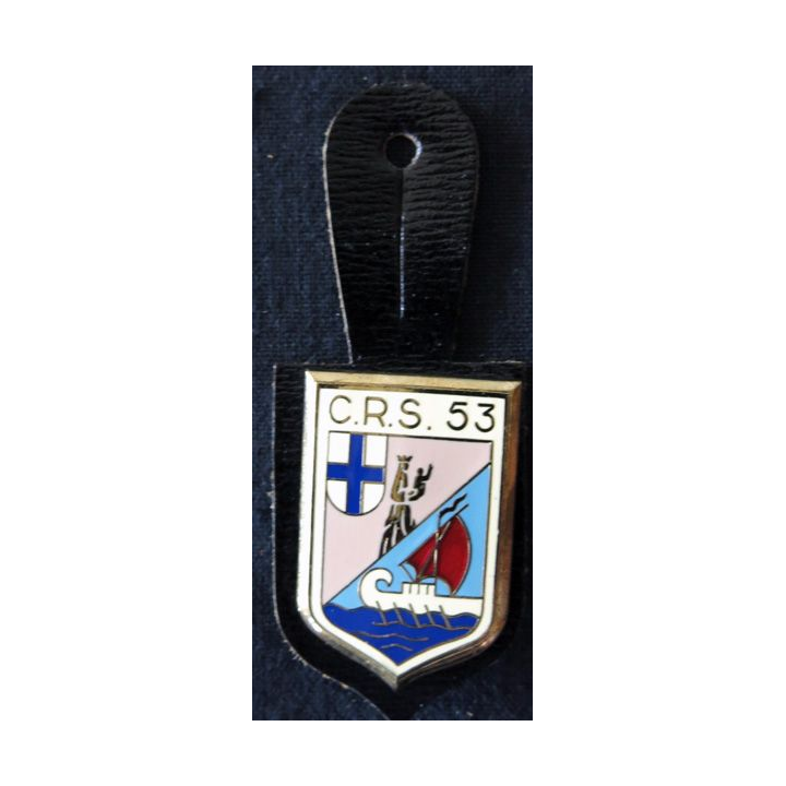 CRS 53 : insigne de la compagnie républicaine de sécurité n° 53 de Marseille, fabrication Delsart Sens