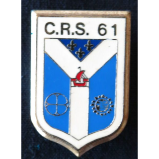CRS 61 : insigne de la compagnie républicaine de sécurité n° 61 de Velizy, fabrication Delsart Sens