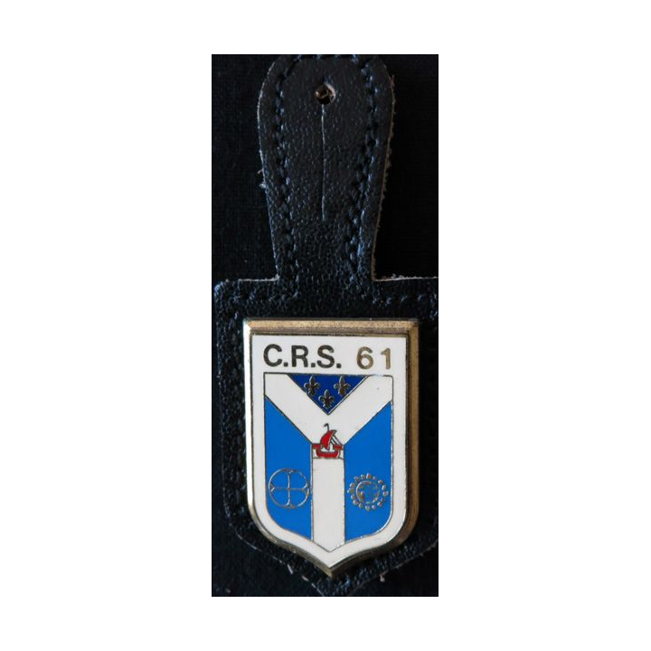 CRS 61 : insigne de la compagnie républicaine de sécurité n° 61 de Velizy, fabrication Delsart Sens