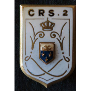CRS 2 : insigne de la compagnie républicaine de sécurité n° 2 de Vaucresson, fabrication Drago Paris