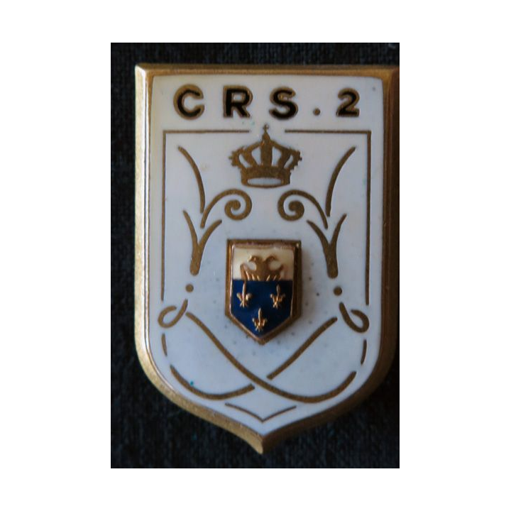 CRS 2 : insigne de la compagnie républicaine de sécurité n° 2 de Vaucresson, fabrication Drago Paris