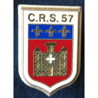 CRS 57 : insigne de la compagnie républicaine de sécurité n° 57 de Carcassonne, fabrication Delsart Sens