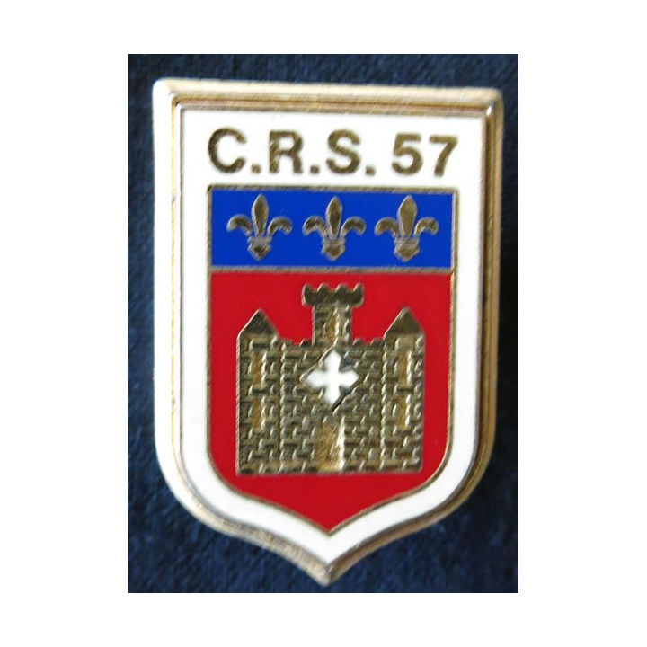 CRS 57 : insigne de la compagnie républicaine de sécurité n° 57 de Carcassonne, fabrication Delsart Sens