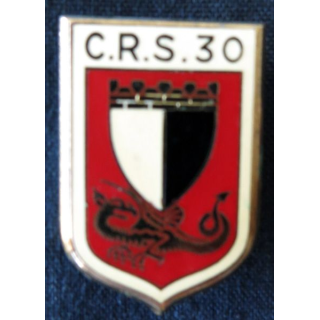 CRS 30 : insigne de la compagnie républicaine de sécurité n° 30 de Châtel-Saint-Germain, fabrication Drago Paris