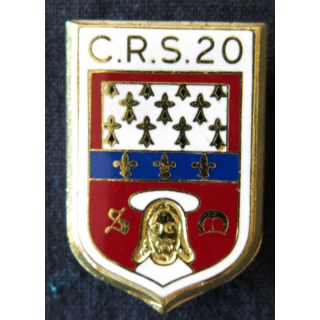 CRS 20 : insigne de la compagnie républicaine de sécurité n° 20 de Limoges, fabrication Drago Marne La Vallée Noisiel