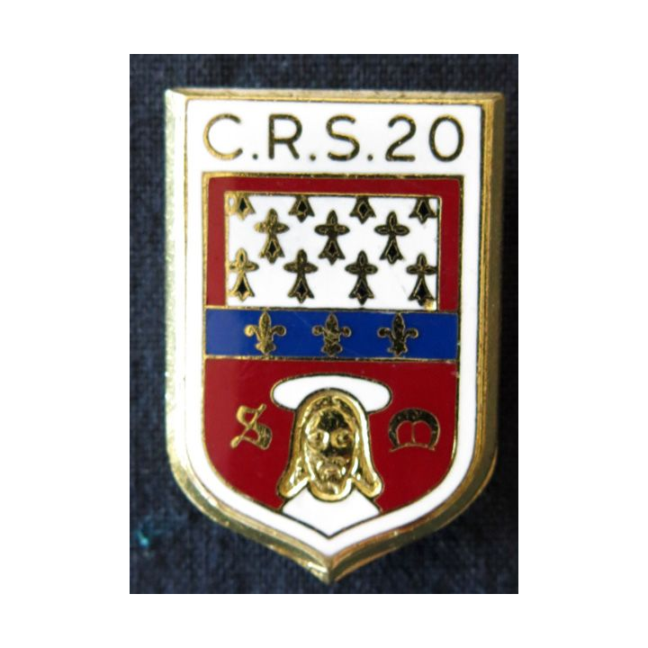 CRS 20 : insigne de la compagnie républicaine de sécurité n° 20 de Limoges, fabrication Drago Marne La Vallée Noisiel