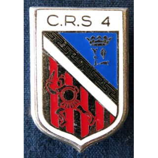 CRS 4 : insigne de la compagnie républicaine de sécurité n° 4 de Lagny-sur-Marne, fabrication Drago Paris