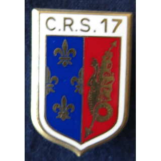 CRS 17 : insigne de la compagnie républicaine de sécurité n° 17 de Bergerac, fabrication Drago Paris