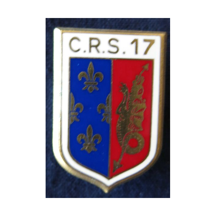 CRS 17 : insigne de la compagnie républicaine de sécurité n° 17 de Bergerac, fabrication Drago Paris