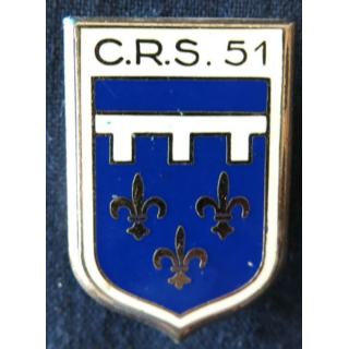 CRS 51 : insigne de la compagnie républicaine de sécurité n° 51 de Saran (Orléans), fabrication Drago Paris