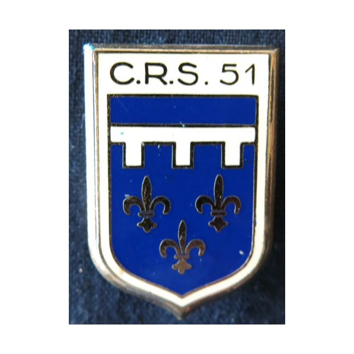 CRS 51 : insigne de la compagnie républicaine de sécurité n° 51 de Saran (Orléans), fabrication Drago Paris