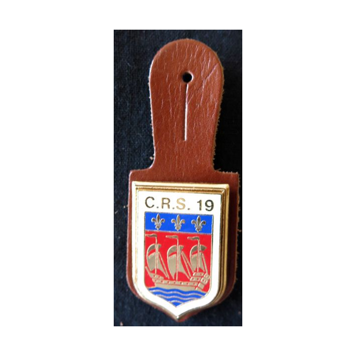 CRS 19 : insigne de la compagnie républicaine de sécurité n° 19 de La Rochelle, fabrication Delsart Sens