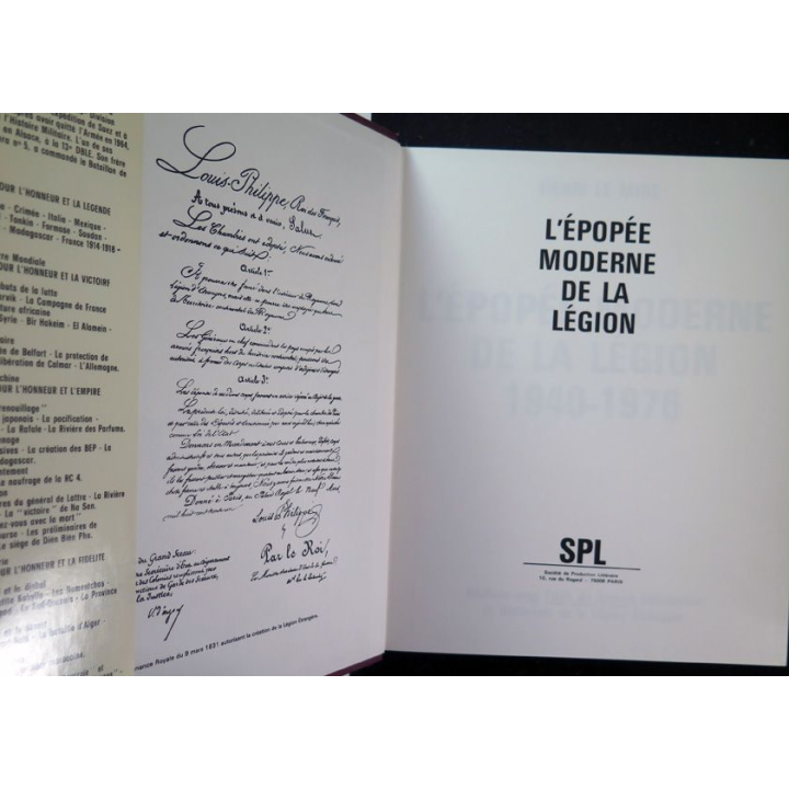 l'Epopée moderne de la Légion 1940 / 1976 du Colonel Henri Le Mire 1977