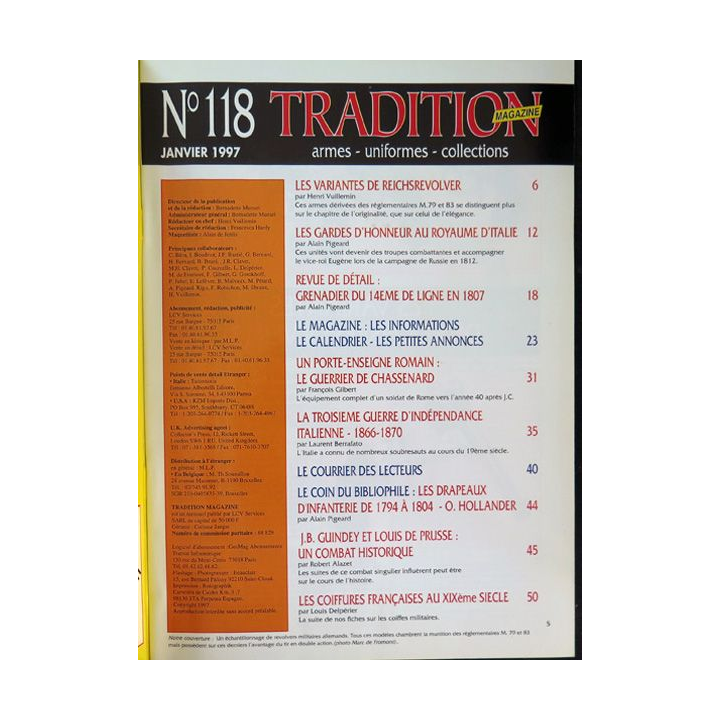 Traditions Magazine n° 118 Armes uniformes collections variantes de reichsrevolver