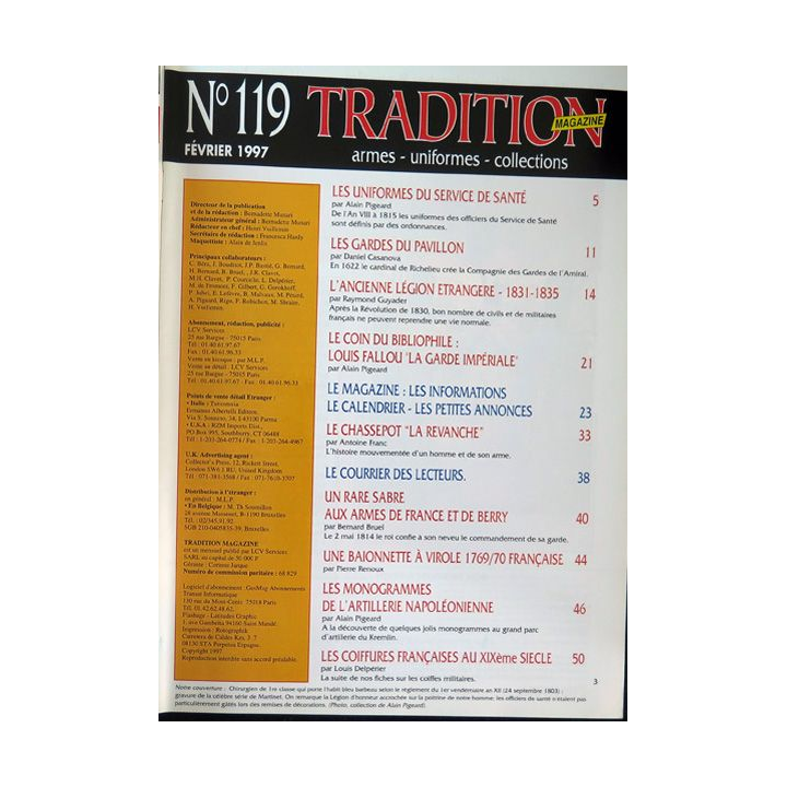 Traditions Magazine n° 119 Les Uniformes du service de santé de l'An VIII à 1815