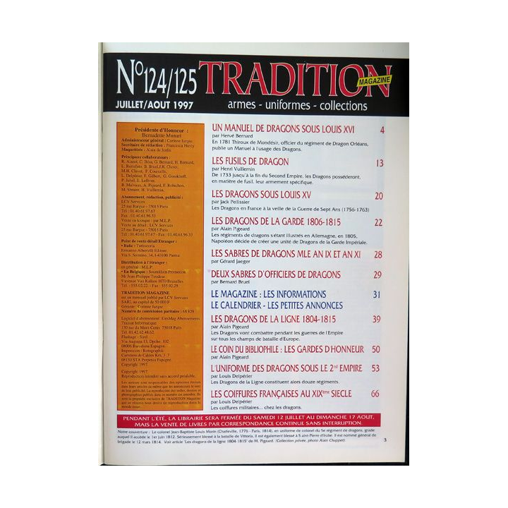 Traditions Magazine n° 121 De Louis XV à Napoléon III Special Dragons