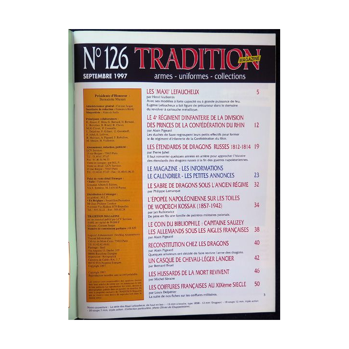 Traditions Magazine n° 126 Armes Uniformes Les maxi Lefaucheux