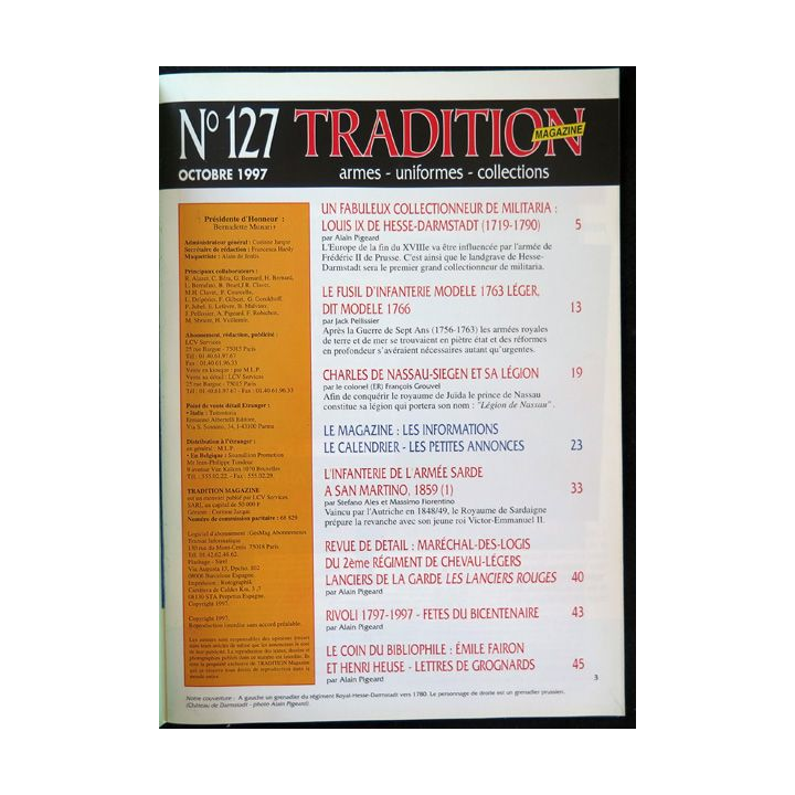 Traditions Magazine n° 127 Armes Uniformes La Collection de hesse-Darmstadt