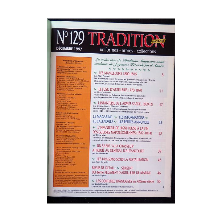 Traditions Magazine n° 129 Armes Uniformes Les Mamelouks