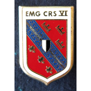 EMG CRS VI : insigne métallique de EMG de la compagnie républicaine de sécurité n° VI , fabrication Drago Paris