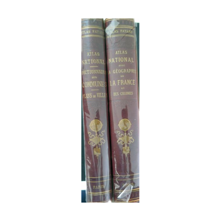2 Tomes de l'Atlas National France par départements et Dictionnaire des communes par F. De la Brugère 1880
