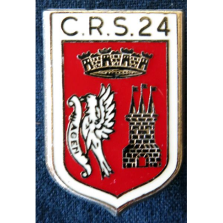 CRS 24 : insigne de la compagnie républicaine de sécurité n° 24 de Bon Encontre, fabrication Drago Paris