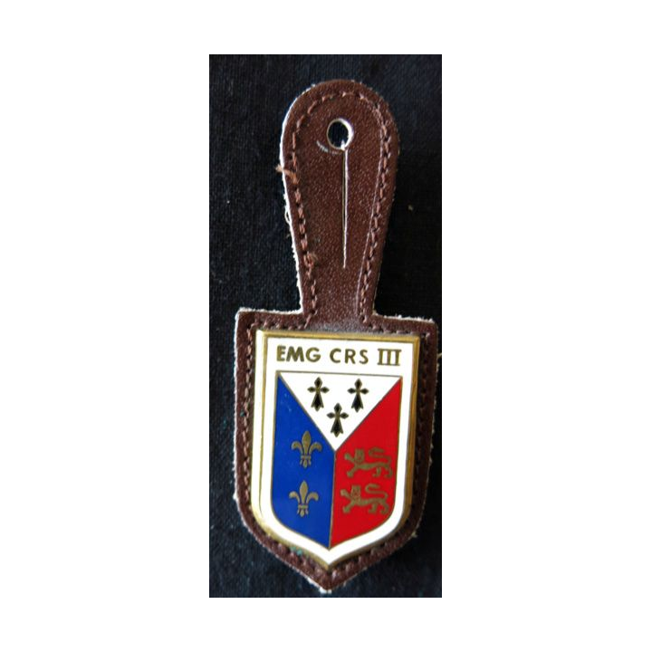 EMG CRS III : insigne métallique de EMG de la compagnie républicaine de sécurité n° III , fabrication Drago Paris