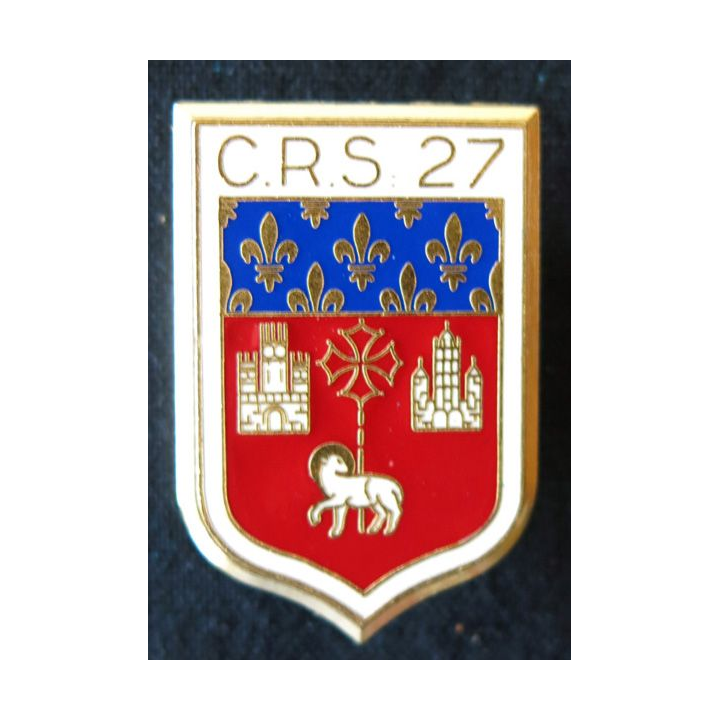 CRS 27 : insigne de la compagnie républicaine de sécurité n° 27 de Toulouse, fabrication Delsart Sens