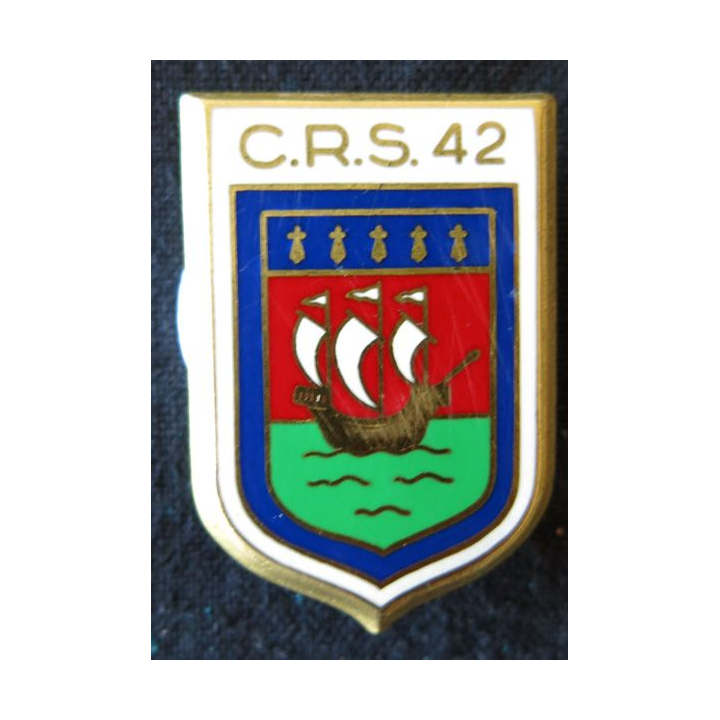 CRS 42 : insigne de la compagnie républicaine de sécurité n° 42 de Saint-Herblain, fabrication Drago Paris