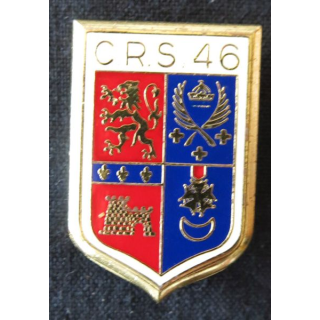 CRS 46 : insigne de la compagnie républicaine de sécurité n° 46 de Sainte-Foy-lès-Lyon, fabrication Delsart Sens