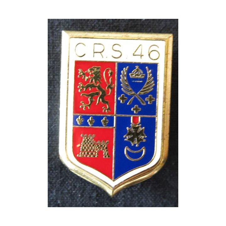CRS 46 : insigne de la compagnie républicaine de sécurité n° 46 de Sainte-Foy-lès-Lyon, fabrication Delsart Sens