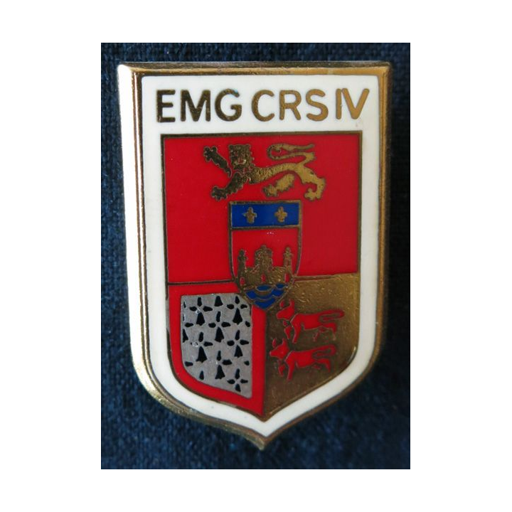 EMG CRS IV : insigne métallique de EMG de la compagnie républicaine de sécurité n° IV , fabrication Drago Paris