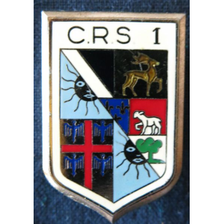 CRS 1 : insigne de la compagnie républicaine de sécurité n° 1 de Velizy, fabrication Delsart Sens