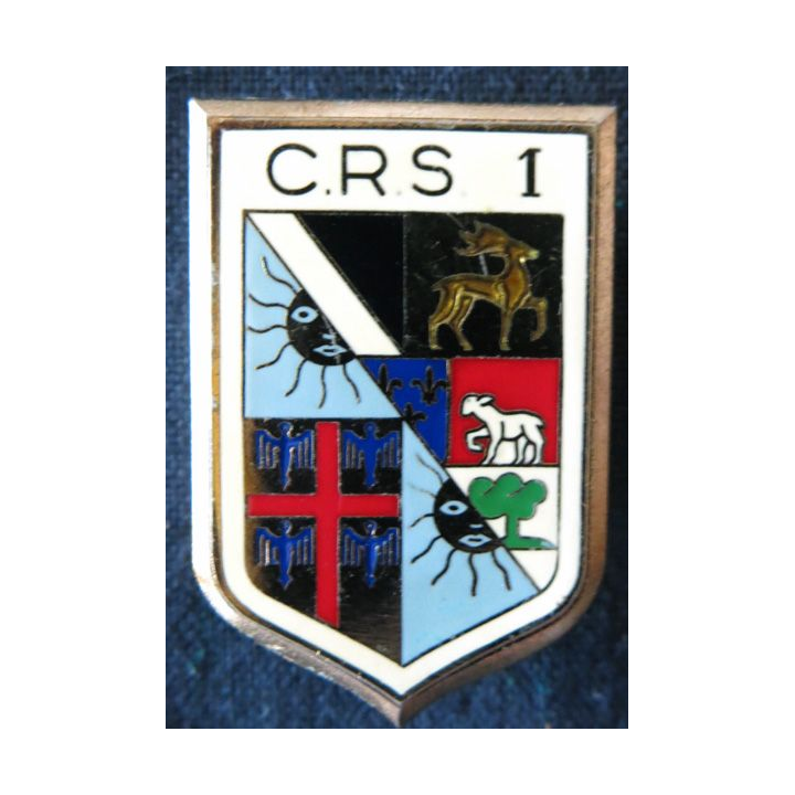 CRS 1 : insigne de la compagnie républicaine de sécurité n° 1 de Velizy, fabrication Delsart Sens