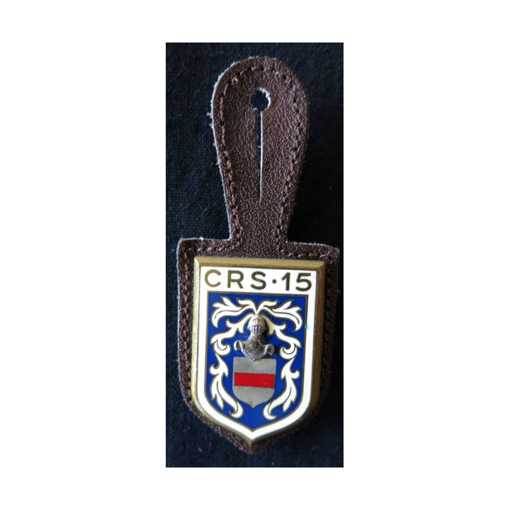 CRS 15 : insigne de la compagnie républicaine de sécurité n° 15 de Béthune, fabrication Drago Paris