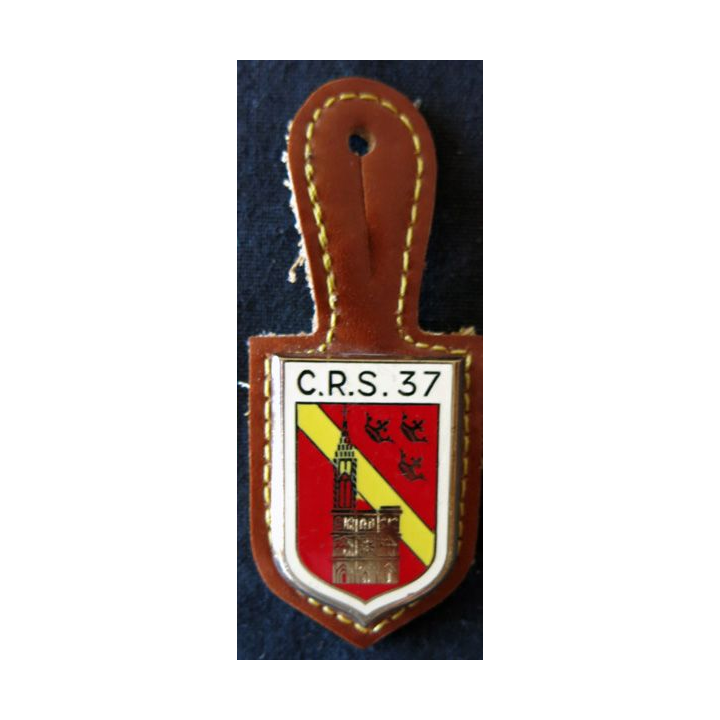 CRS 37 : insigne de la compagnie républicaine de sécurité n° 37 de Strasbourg , fabrication Drago Paris