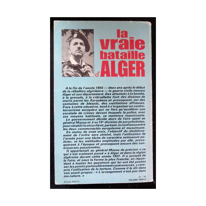 La Vraie bataille d'Alger de Jacques Massu Presses Pocket 