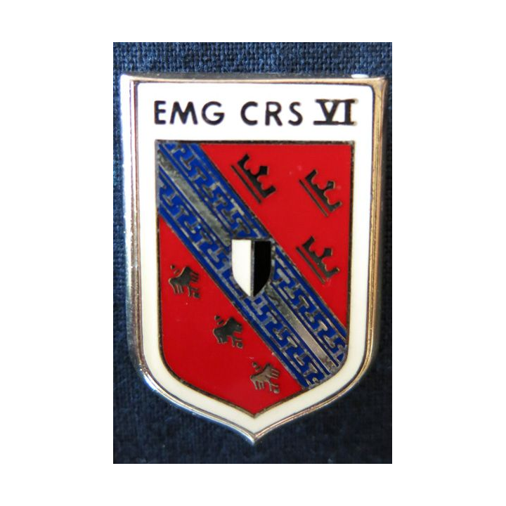 EMG CRS VI : insigne métallique de EMG de la compagnie républicaine de sécurité n° VI , fabrication Drago Paris