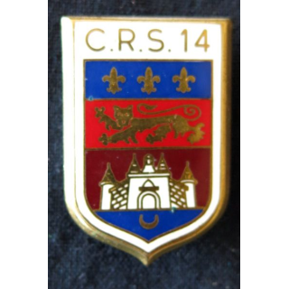 CRS 14 : insigne de la compagnie républicaine de sécurité n° 14 de Cenon, fabrication Drago Paris