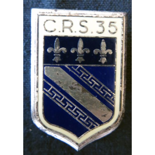 CRS 35 : insigne de la compagnie républicaine de sécurité n° 35 de Troyes, fabrication Delsart Sens