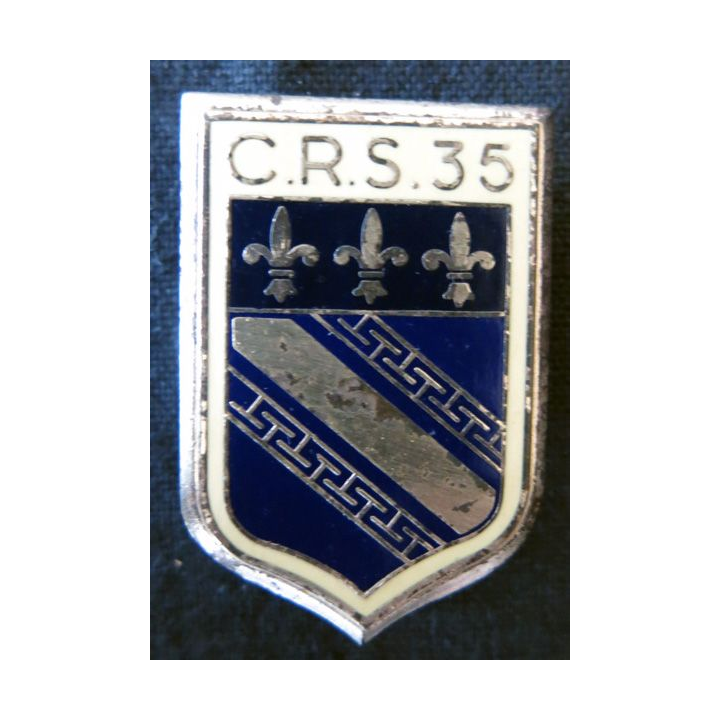 CRS 35 : insigne de la compagnie républicaine de sécurité n° 35 de Troyes, fabrication Delsart Sens