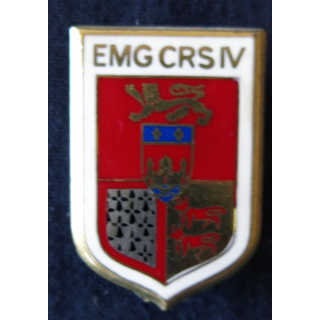 EMG CRS IV : insigne métallique de EMG de la compagnie républicaine de sécurité n° IV , fabrication Drago Paris